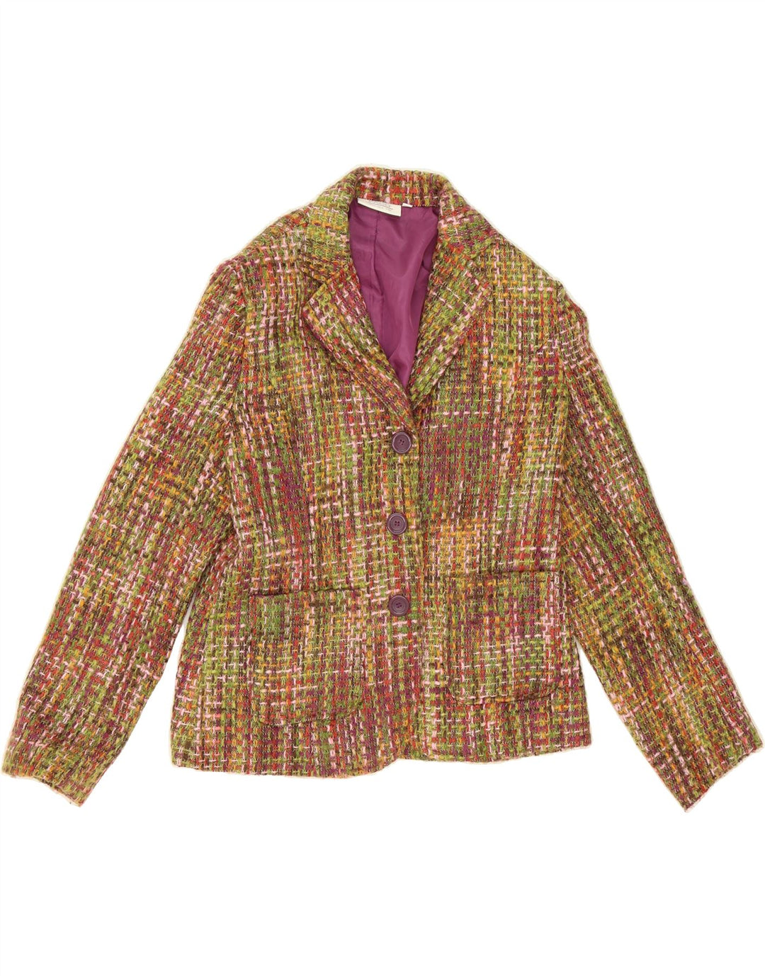 PACO Womens 3 Button Blazer Jacket UK 16 Large Multicoloured Check Acrylic Vintage Paco and Second-Hand Paco from Messina Hembry 