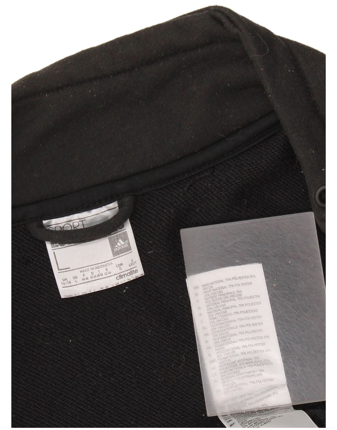 Adidas Climalite Survêtement Top Veste UK 16/18 Large Noir Polyester