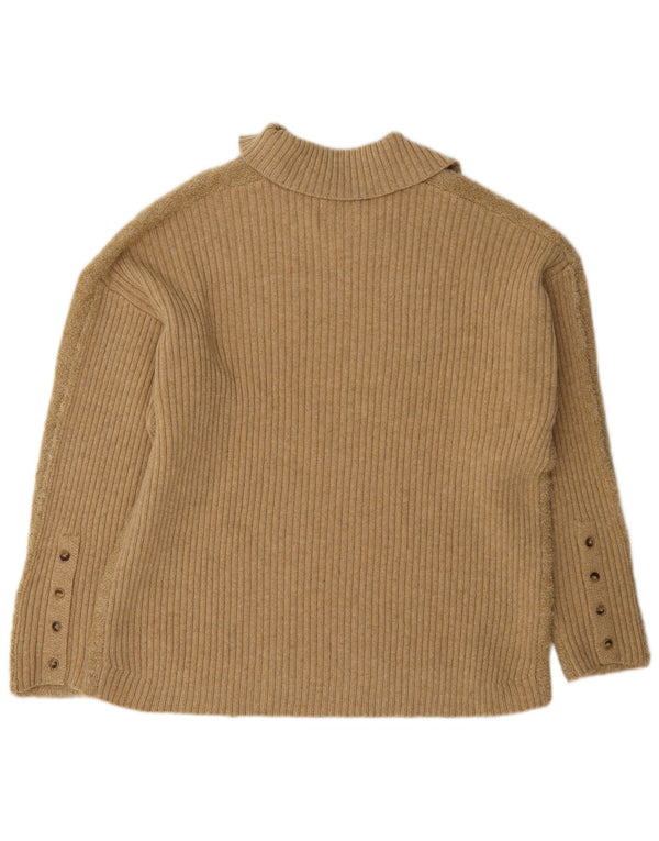 Indi & Cold Pull à col polo pour femme UK 44 Laine beige moyen