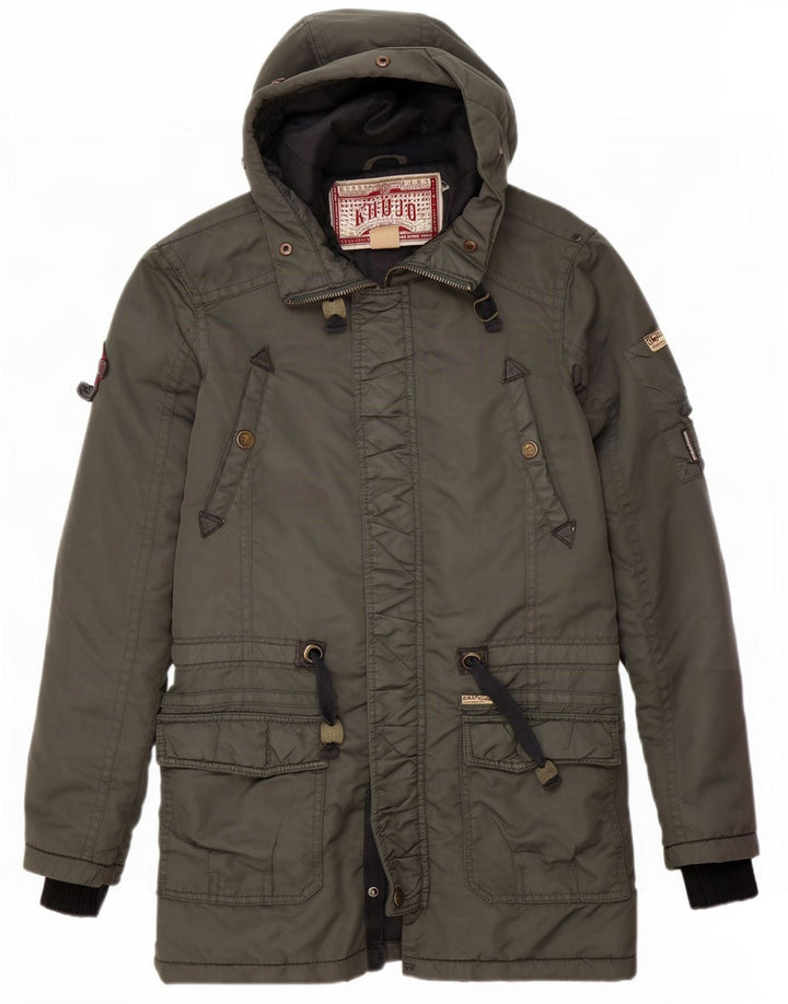 KHUJO Parka à capuche pour homme UK 36 Petit Vert Polyester