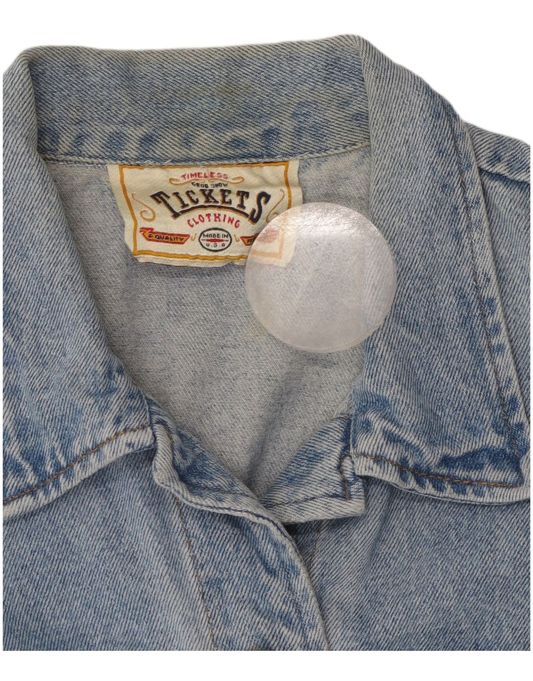 VINTAGE Gilet en jean fille 9-10 ans Bleu Coton