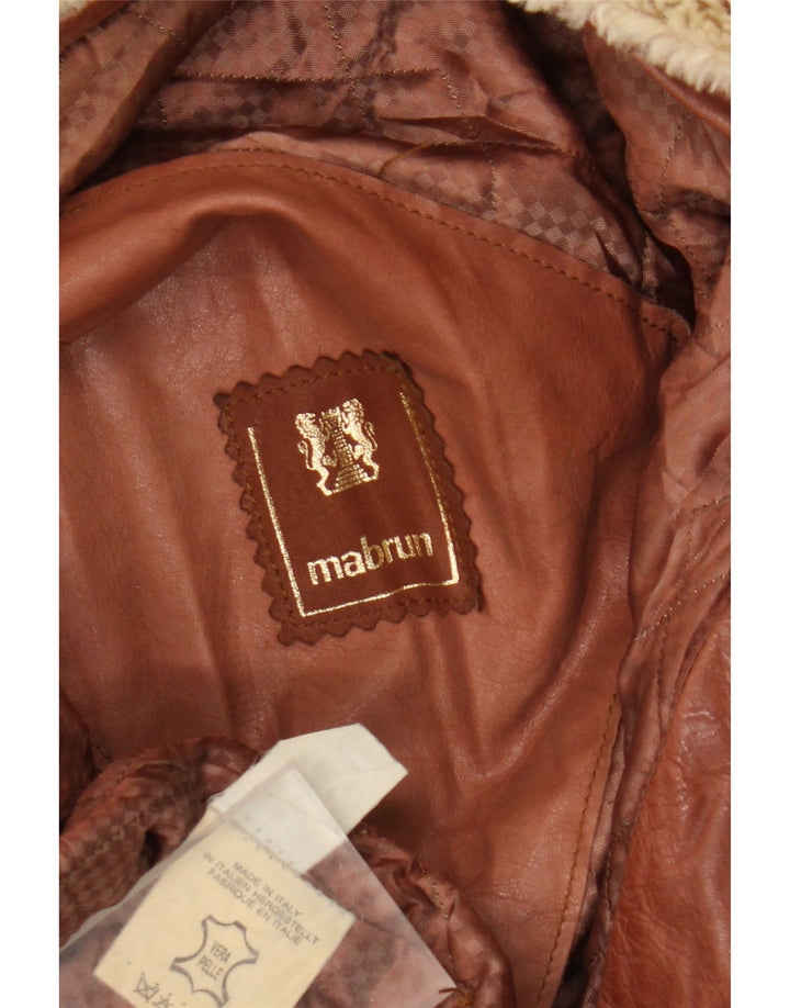 Mabrun Veste en cuir militaire pour homme IT 54 2XL Cuir marron