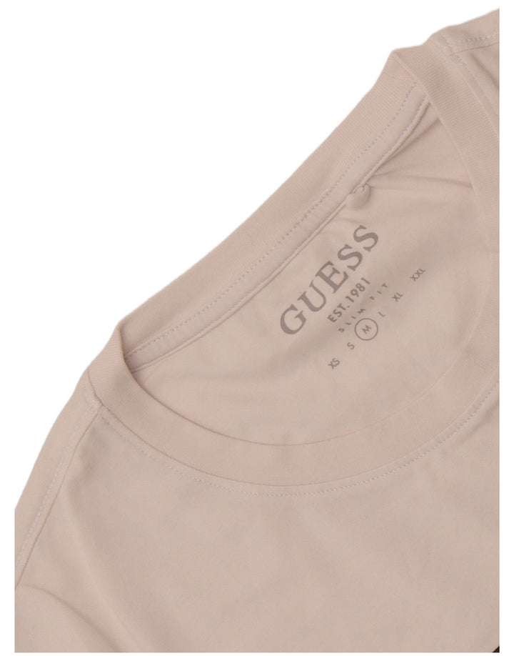Guess T-Shirt Graphique Coupe Slim Homme Blanc Moyen