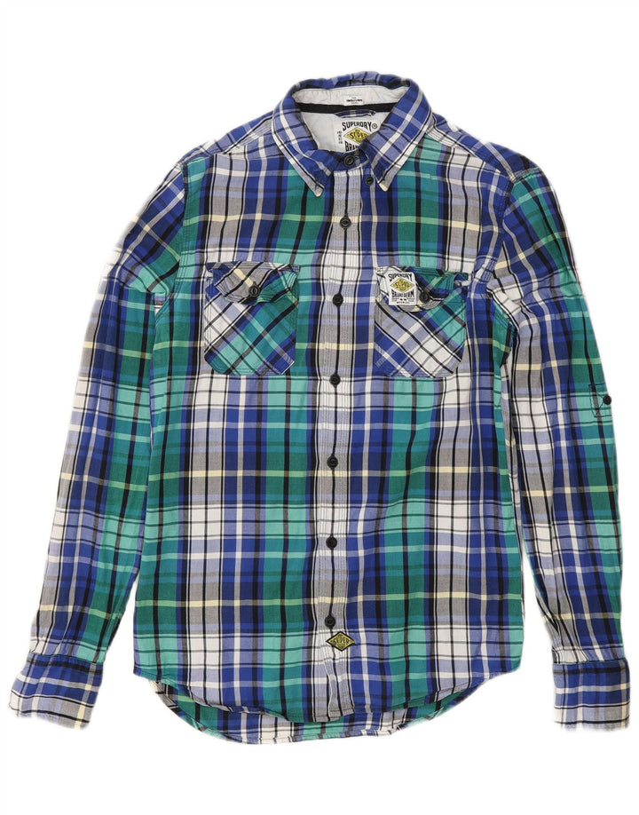 SUPERDRY Chemise Flanelle Homme Petit Carreau Bleu Coton