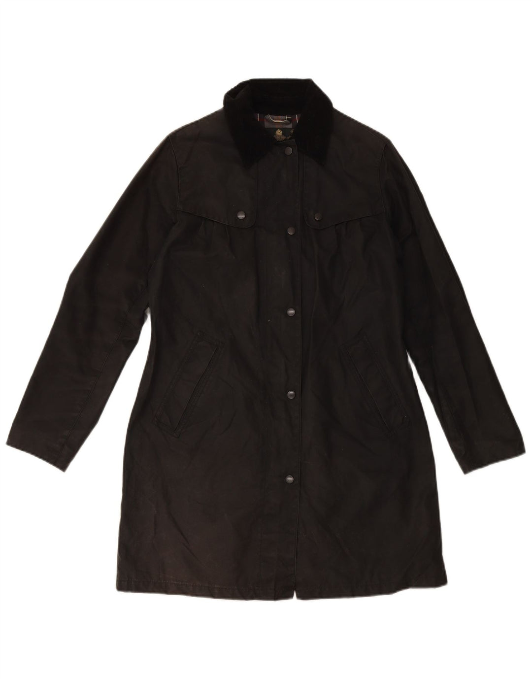 BARBOUR Manteau surdimensionné en coton ciré pour femme UK 10 Petit coton noir