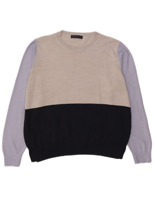 Marks & Spencer Pull col bateau pour femme UK 18 XL Bleu Colorblock