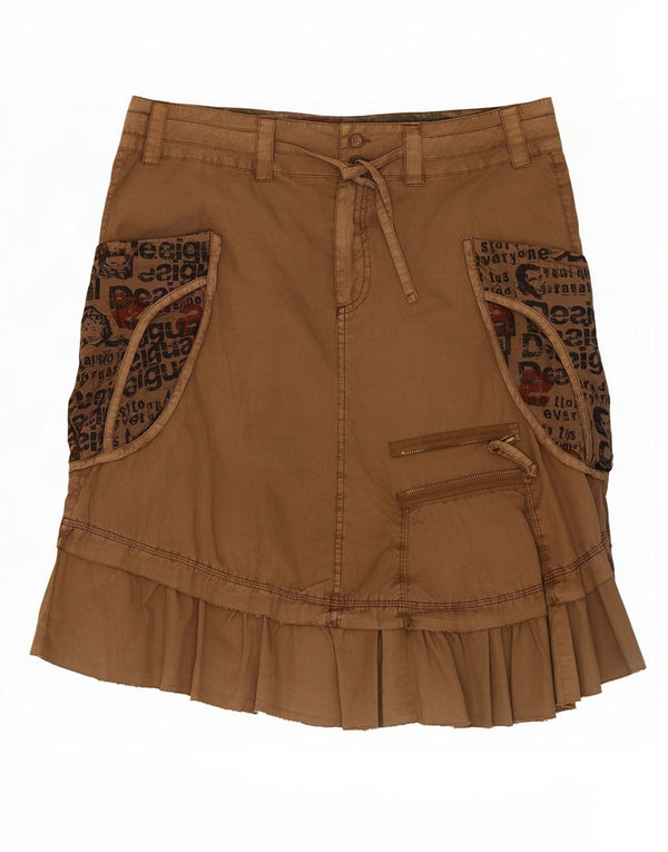 Desigual Jupe Cargo Graphique Femme EU 44 XL W36 Coton Kaki