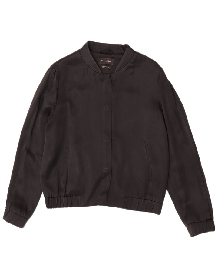 Massimo Dutti Veste Bomber Femme UK 38 Acétate Noir Moyen