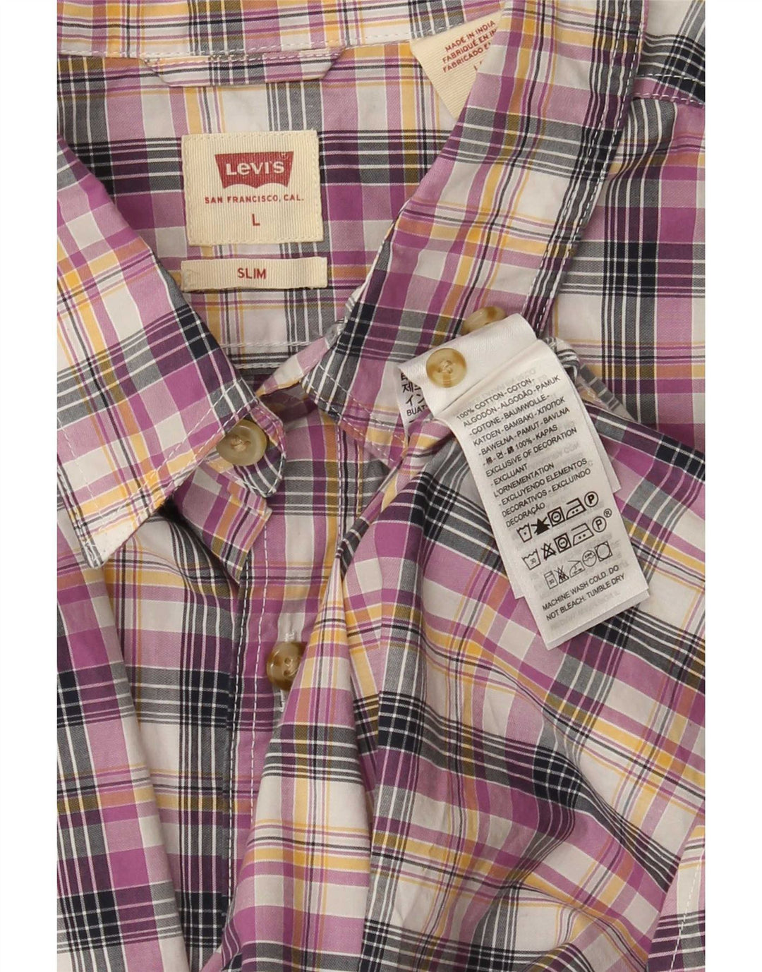 Levi's Chemise Slim Large Carreaux Multicolore Coton Homme