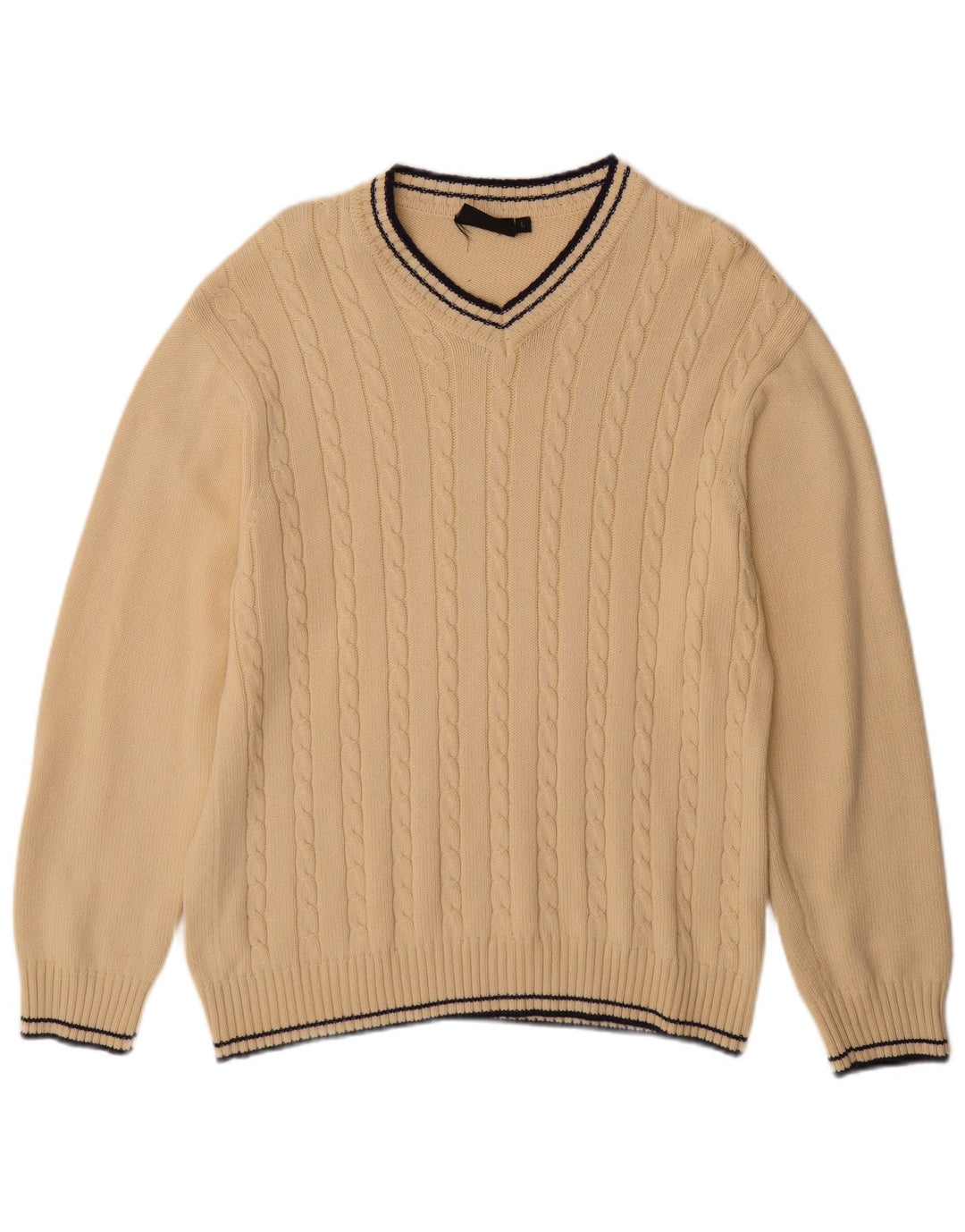 Jeanagers Pull col V pour homme en coton beige Large