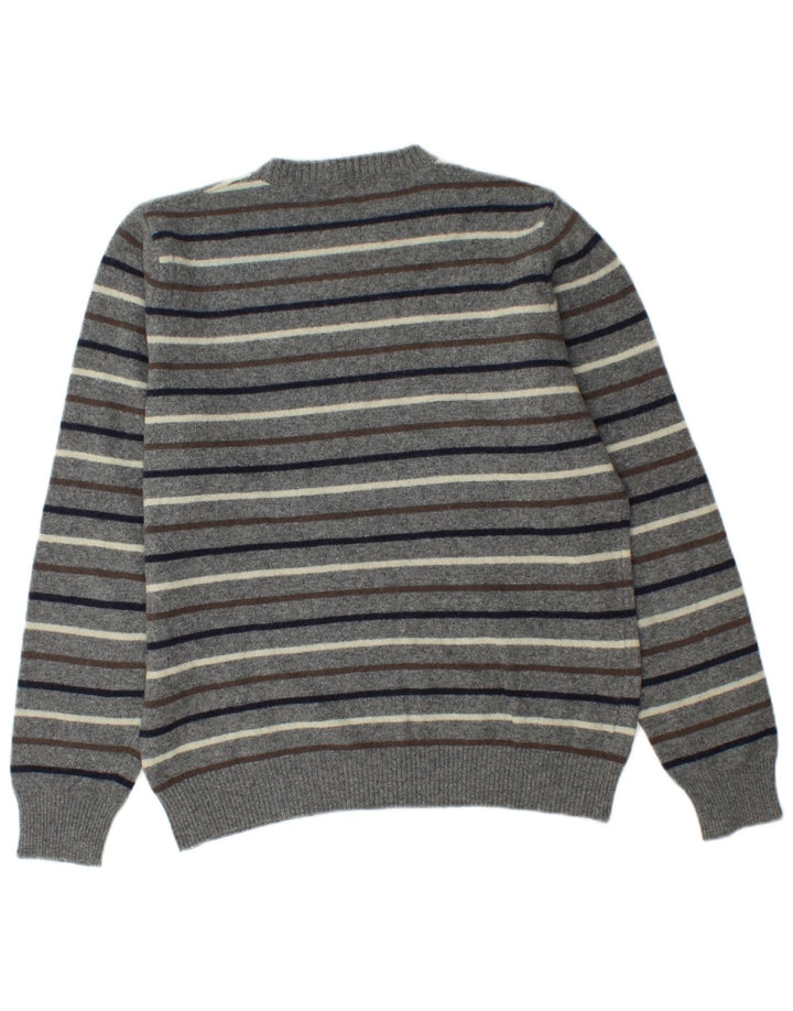 Benetton Pull Col Rond Homme Gris Moyen Rayé
