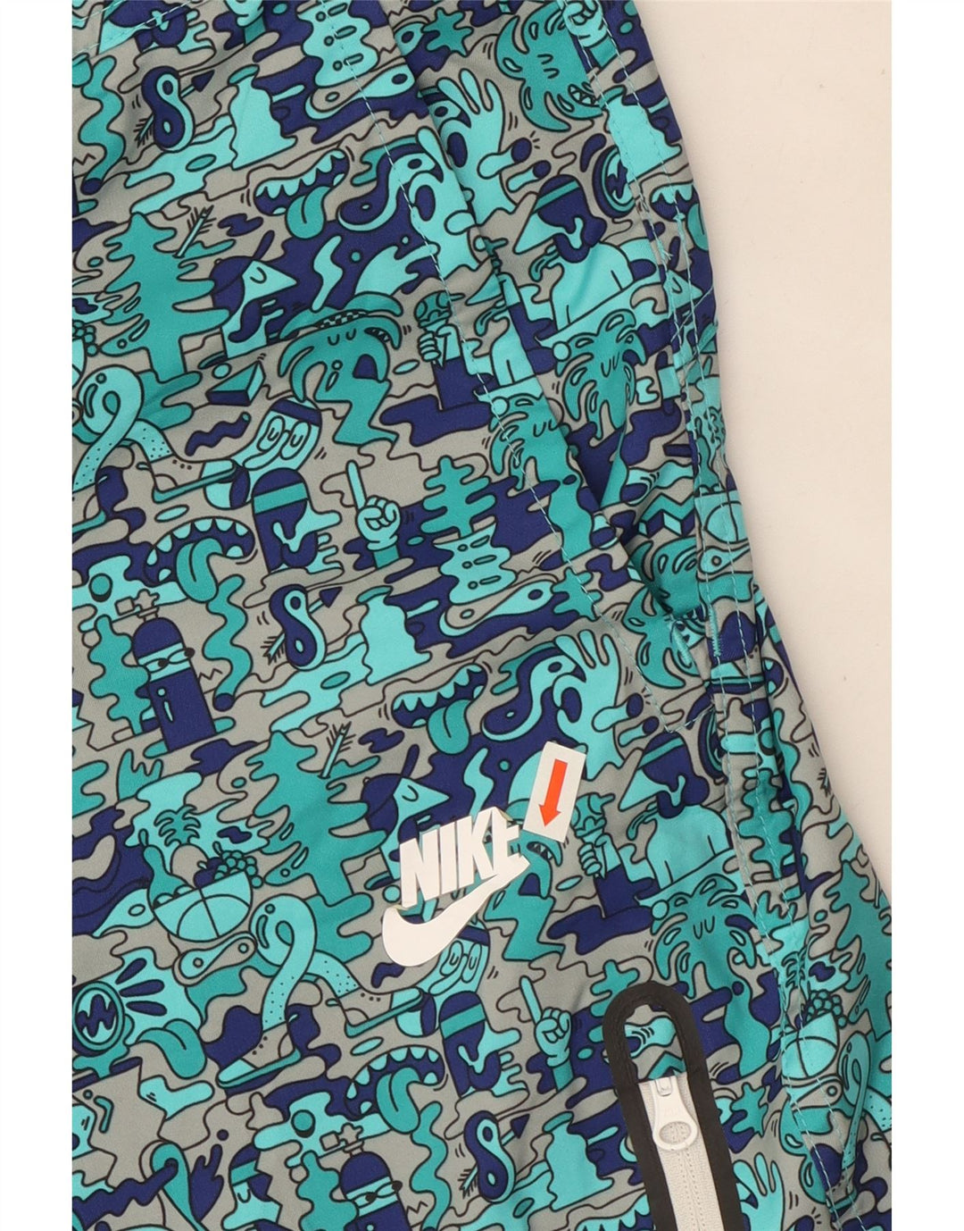 Nike Short cargo graphique W34 pour homme Large Turquoise Colourblock Polyester