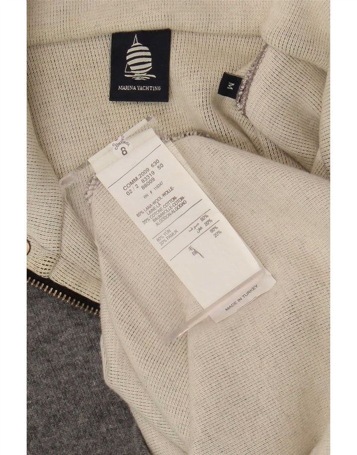 Marina Yachting Pull graphique à col boutonné pour homme Gris moyen moucheté