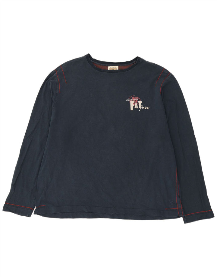 Fat Face Haut Graphique Homme Manches Longues 2XL Bleu Marine Coton