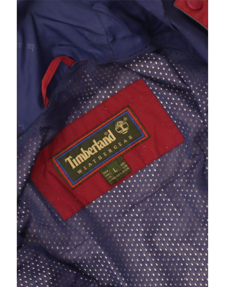 Timberland Veste coupe-vent à capuche pour homme UK 40 Large Rouge Nylon