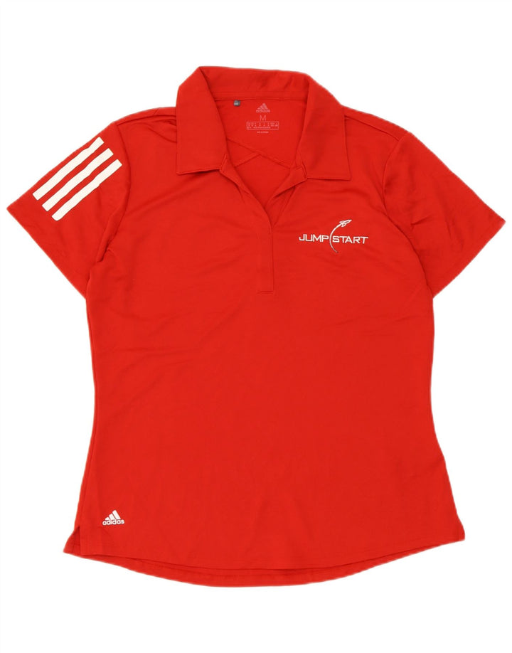ADIDAS Polo Femme UK 12/14 Rouge Moyen Polyester