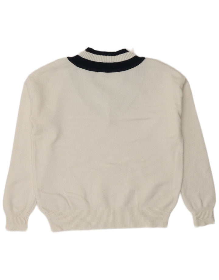Marks & Spencer Pull col en V pour femme UK 10 Small Blanc Colorblock