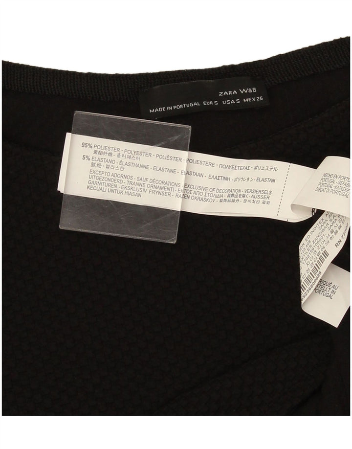 Zara Femme Top Manches 3/4 UK 10 Petit Noir Polyester