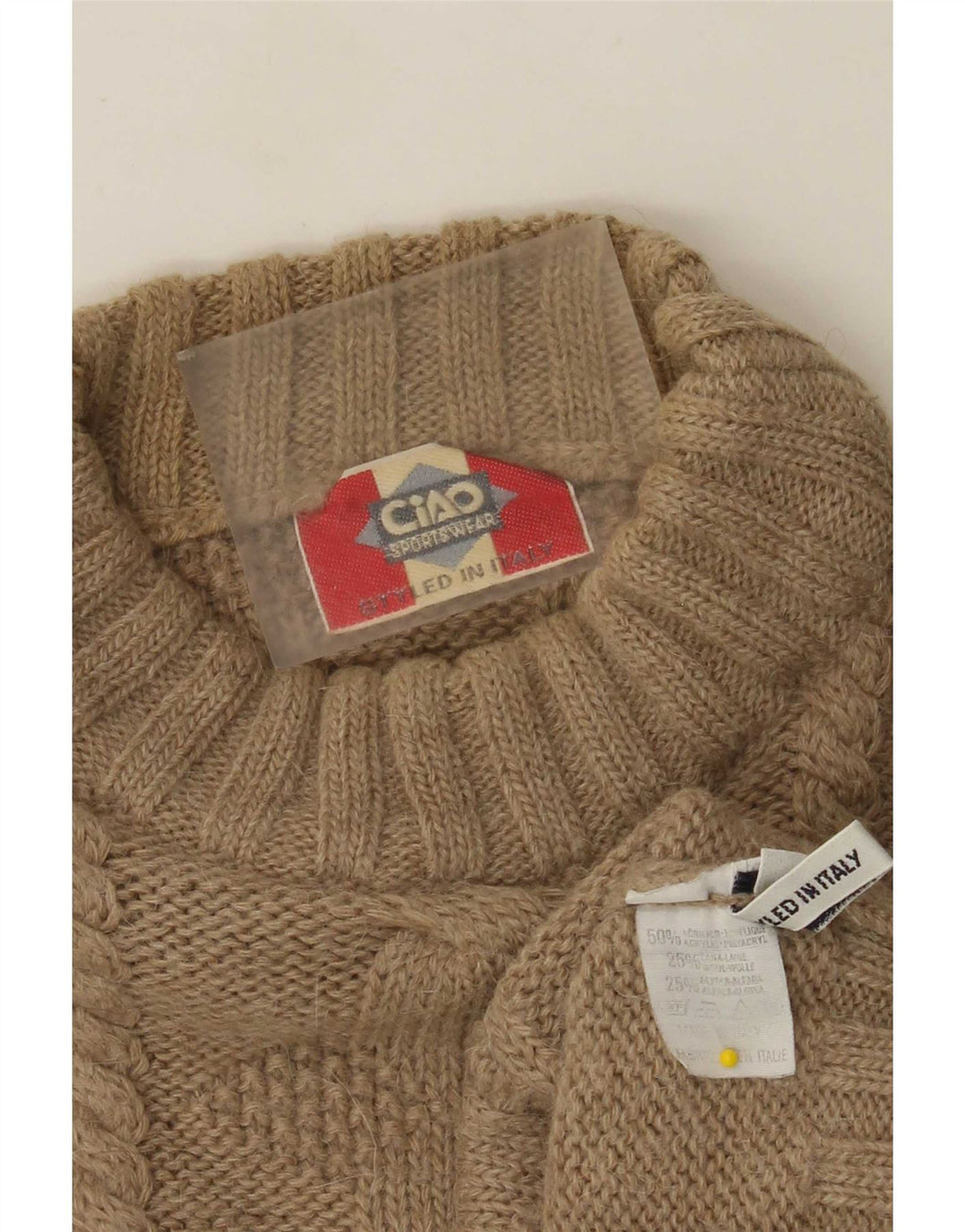 Ciao Pull col roulé pour homme en acrylique marron Taille L