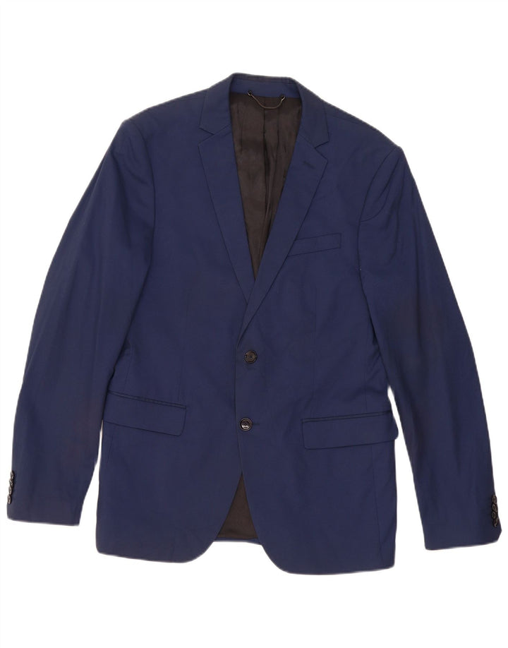 Zara Veste Blazer 2 Boutons Homme EU 50 Coton Bleu Marine Moyen