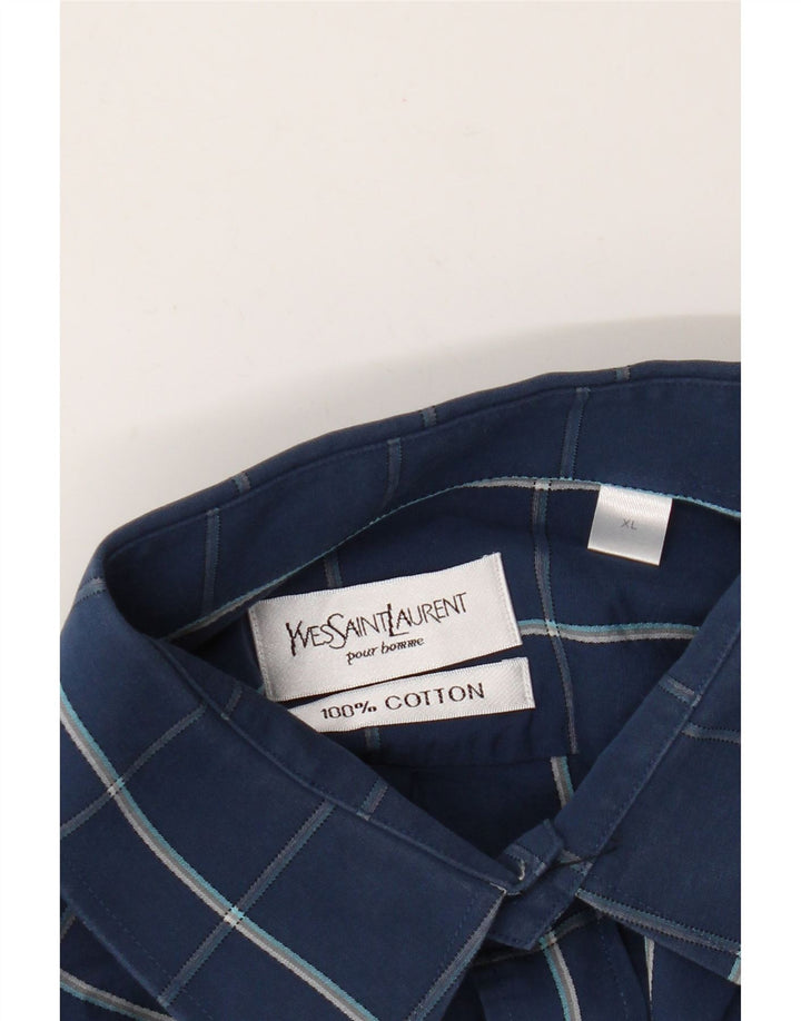 Yves Saint Laurent Chemise Homme XL Bleu Carreaux Coton