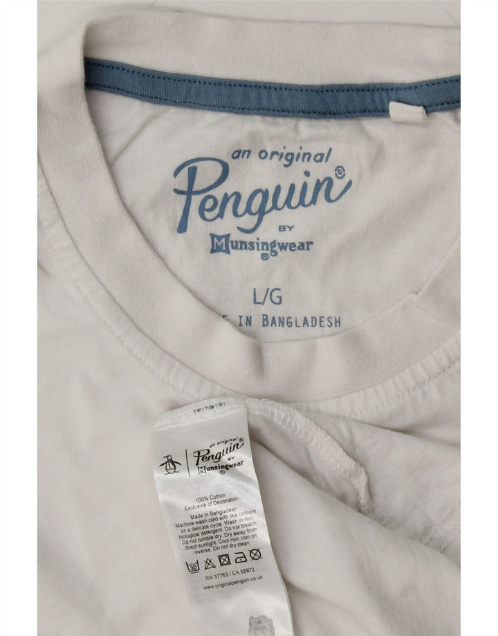 PENGUIN T-Shirt Homme Haut Large Blanc Tacheté Coton