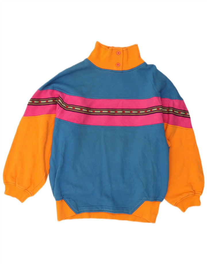 VINTAGE Womens Sweatshirt Jumper UK 14 Medium Multicoloured Colourblock