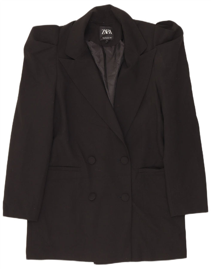 Zara Veste blazer surdimensionnée à double boutonnage pour femme UK 10 Small Noir