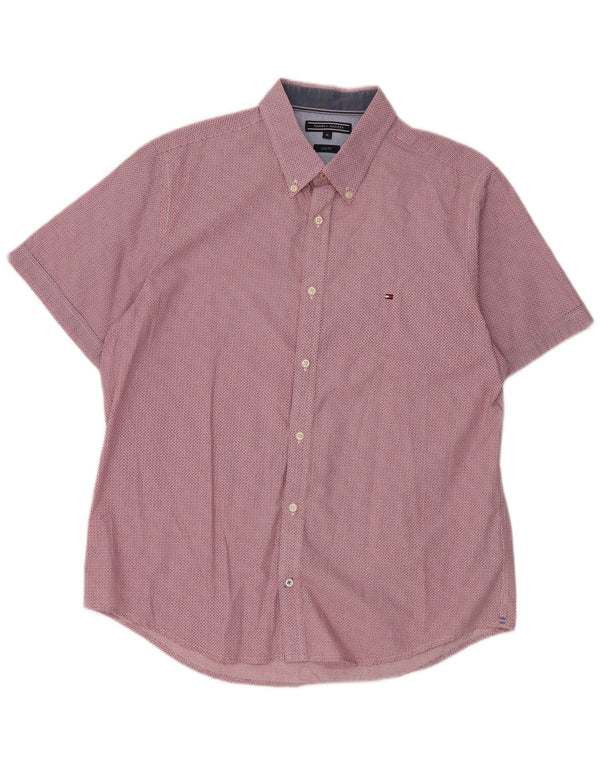 Tommy Hilfiger Chemise Slim Fit à Manches Courtes Homme Rouge Coton Géométrique