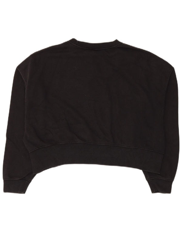 Nike Femme Crop Graphic Loose Fit Sweatshirt Jumper UK 6 XS Noir Coton