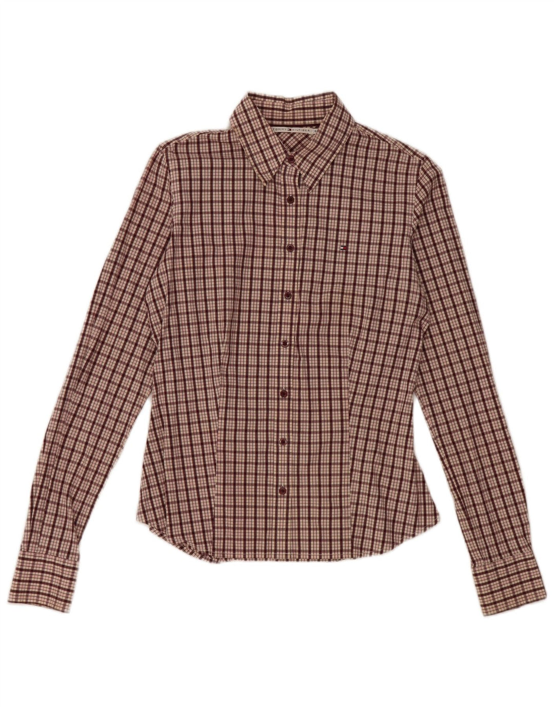 Tommy Hilfiger Chemise Femme US 6 Medium Marron Check Coton