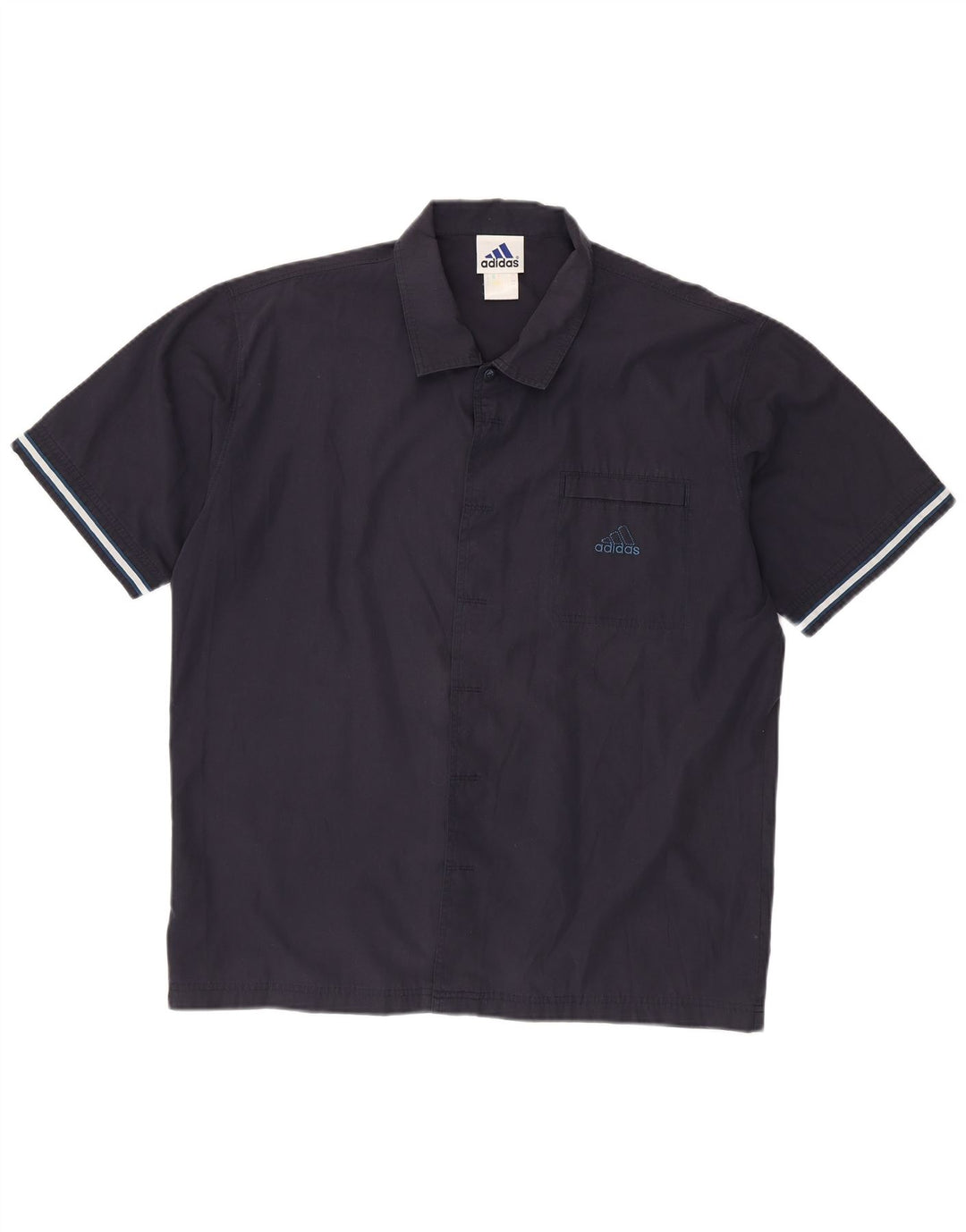 ADIDAS Chemise à manches courtes pour hommes UK 44/46 Large Bleu Marine Polyester