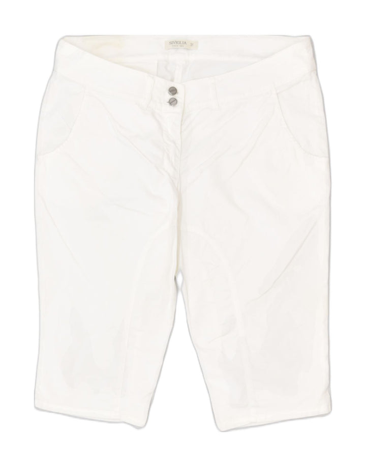 SIVIGLIA Womens Capri Trousers W31 L15 White Cotton Classic | Vintage | Thrift | Second-Hand | Used Clothing | Messina Hembry 