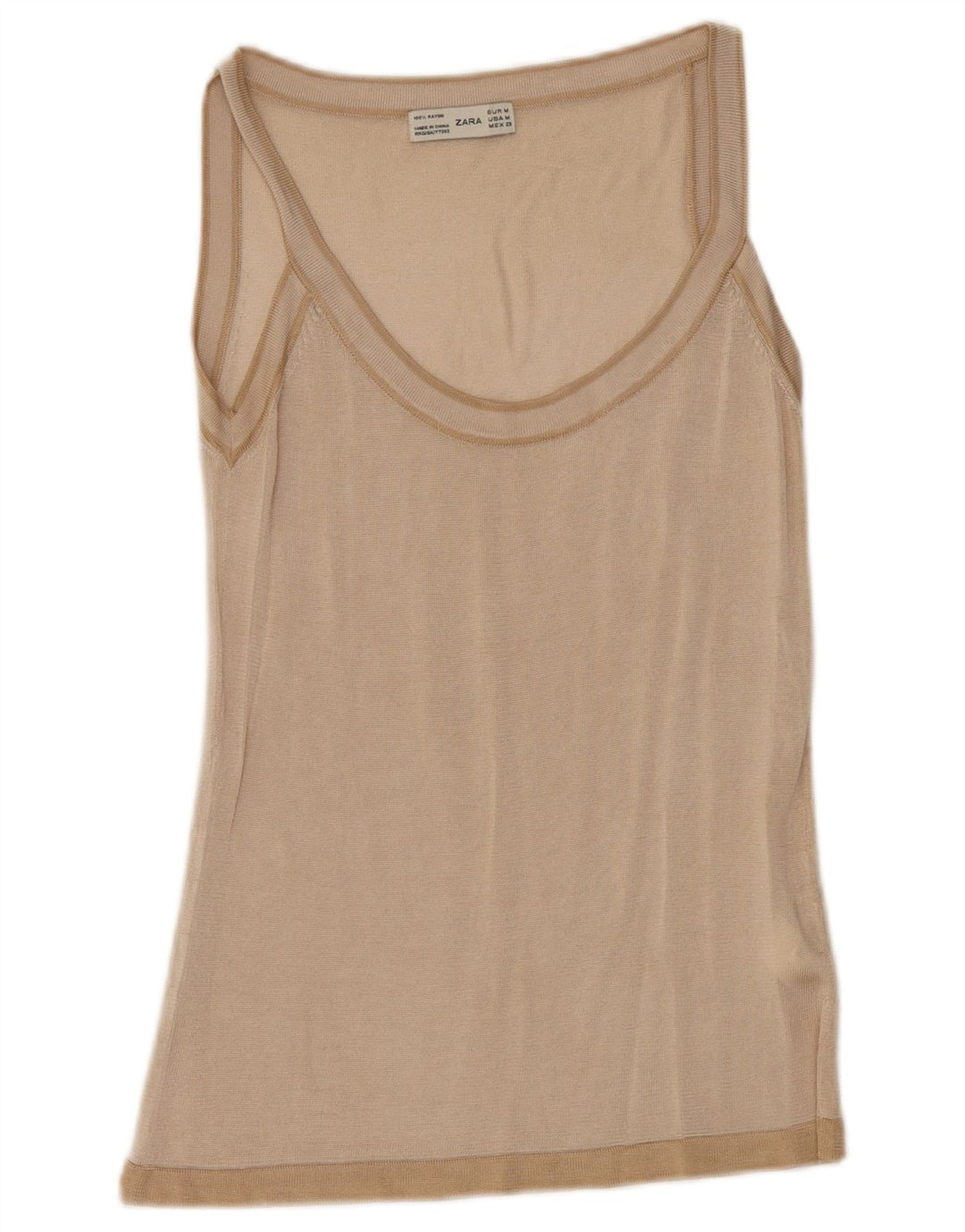 Zara Débardeur Femme UK 12 Viscose Beige Moyen