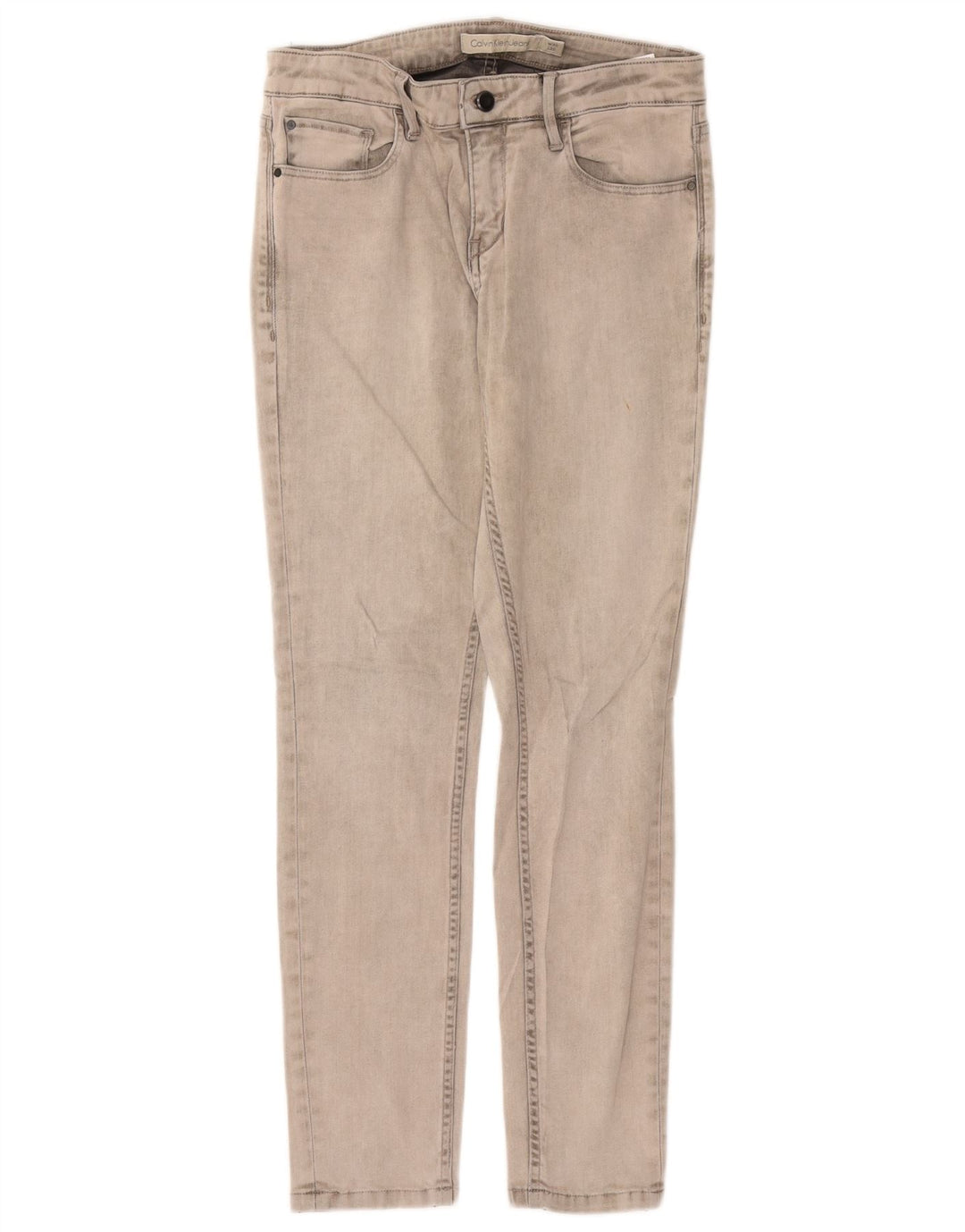 CALVIN KLEIN Jean Slim Femme W30 L30 Gris Coton