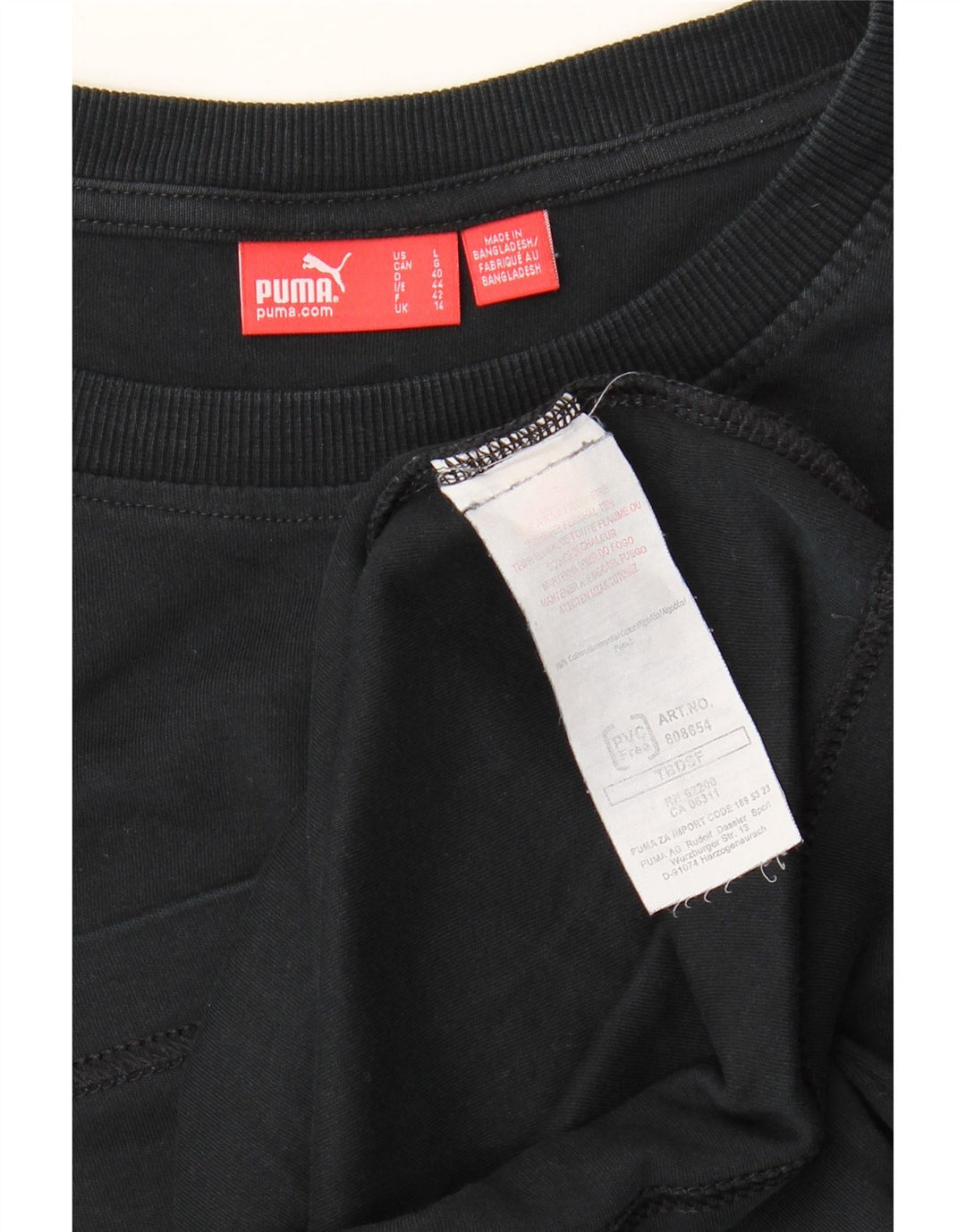 Puma T-Shirt Femme UK 14 Medium Noir Coton