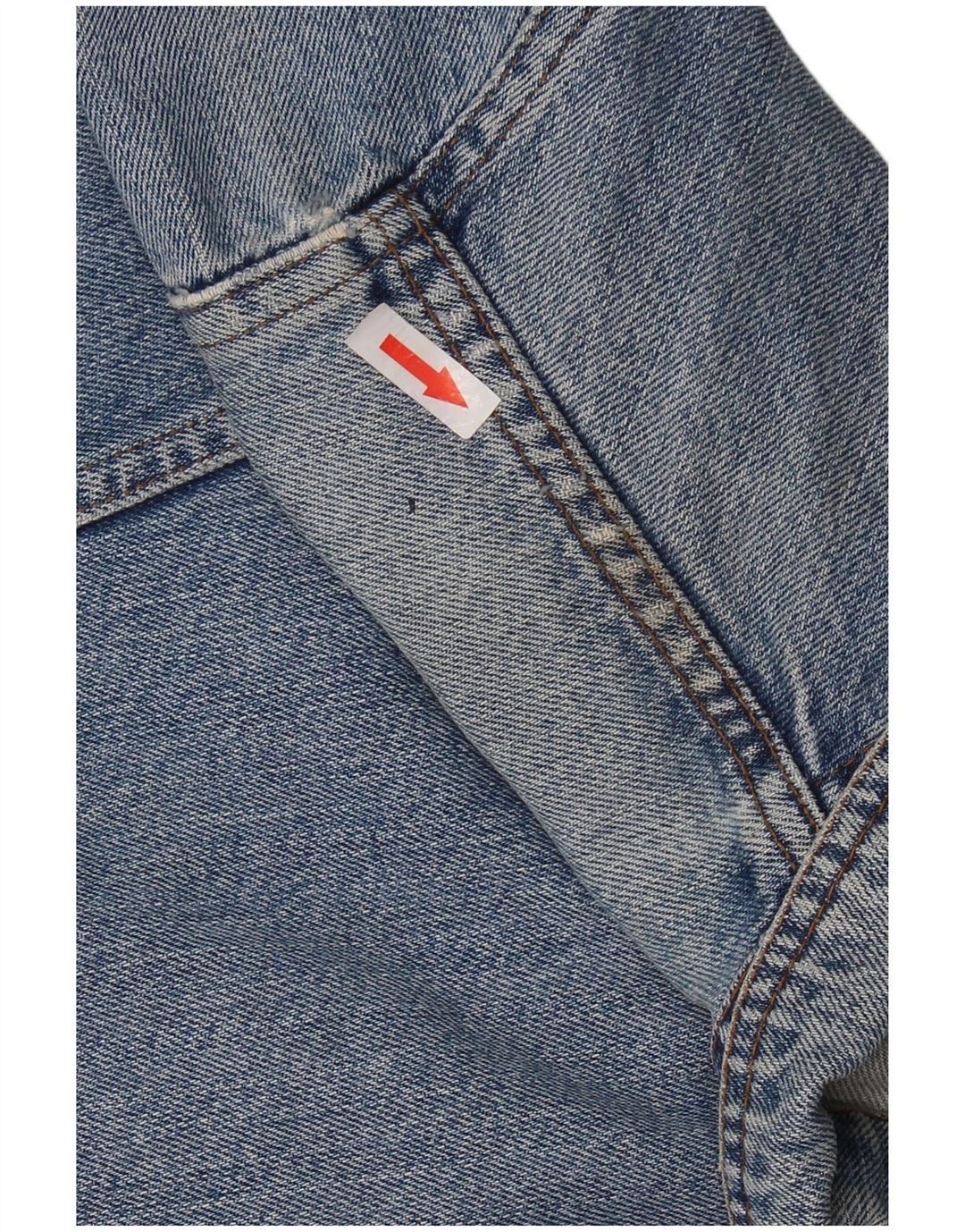 VINTAGE Veste en denim crop femme UK 14 Bleu moyen