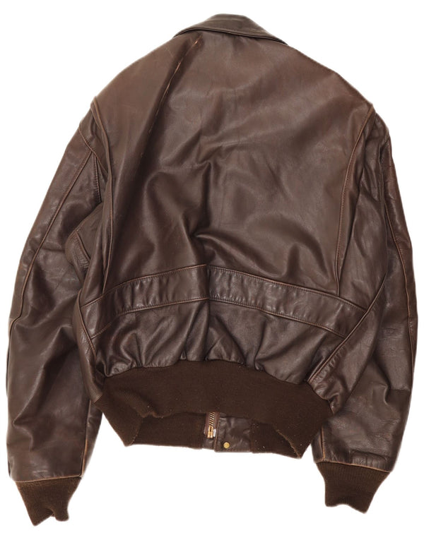 veste bombardier en cuir militaire vintage pour hommes UK 38 Brun moyen