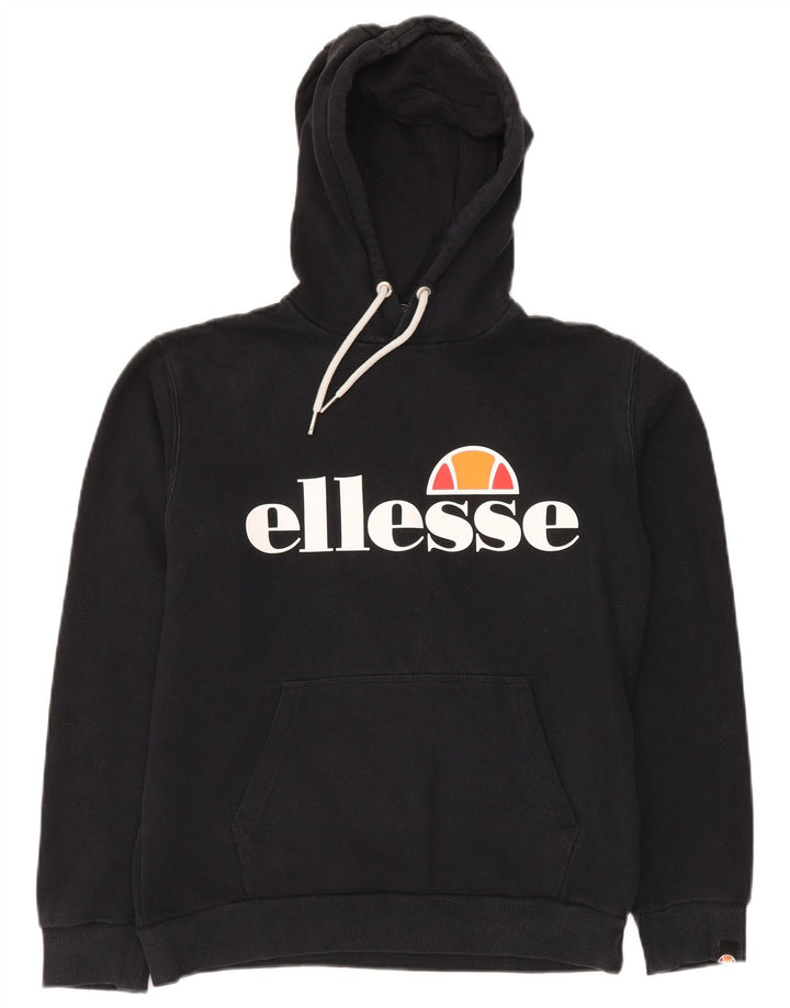ELLESSE Pull à capuche graphique surdimensionné pour femme UK 8 Small Noir Coton