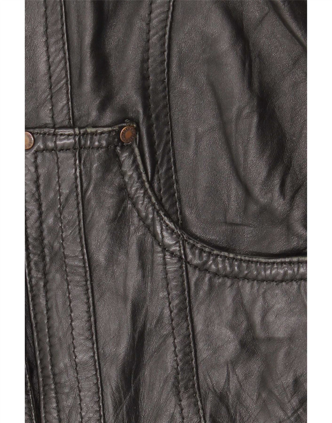 Object Veste en cuir pour femme UK 10 Petit cuir noir