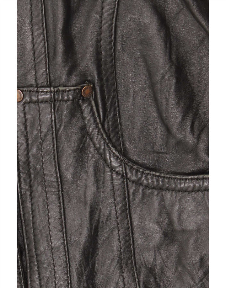 Object Veste en cuir pour femme UK 10 Petit cuir noir