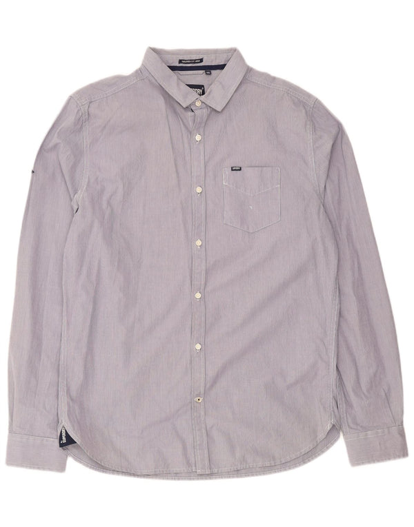Superdry Chemise Homme XL Bleu Marine Pinstripe Cotton