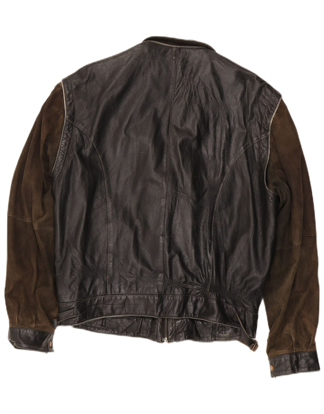 veste en cuir homme vintage IT 56 3XL Cuir colour block noir