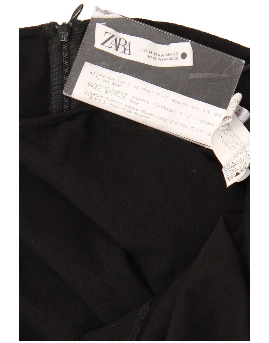 ZARA Robe longue à manches longues pour femme UK 12 Laine noire moyenne
