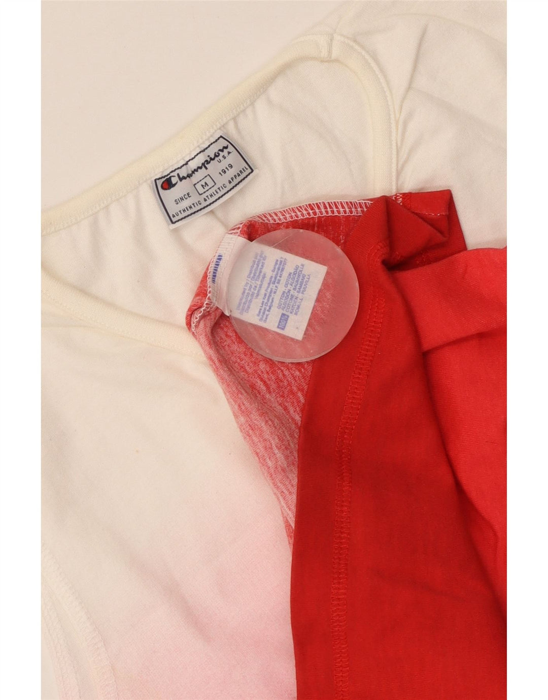 CHAMPION Débardeur Femme UK 12 Coton Colorblock Rouge Moyen