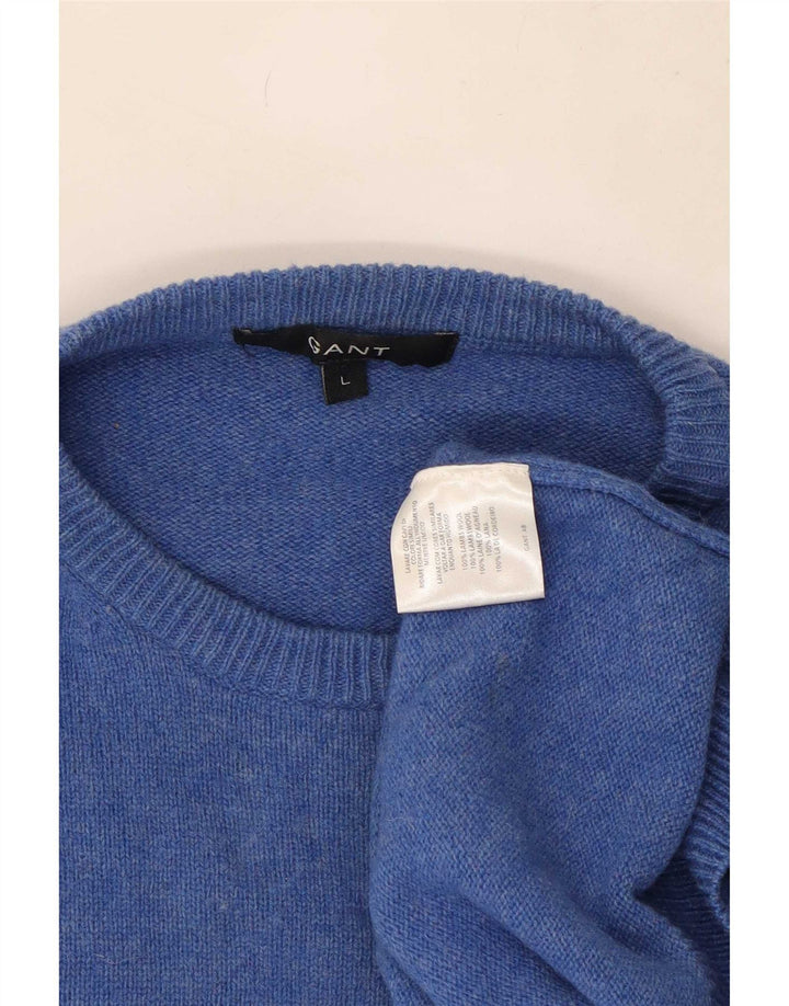 Gant Pull à col rond pour homme en laine bleue Large