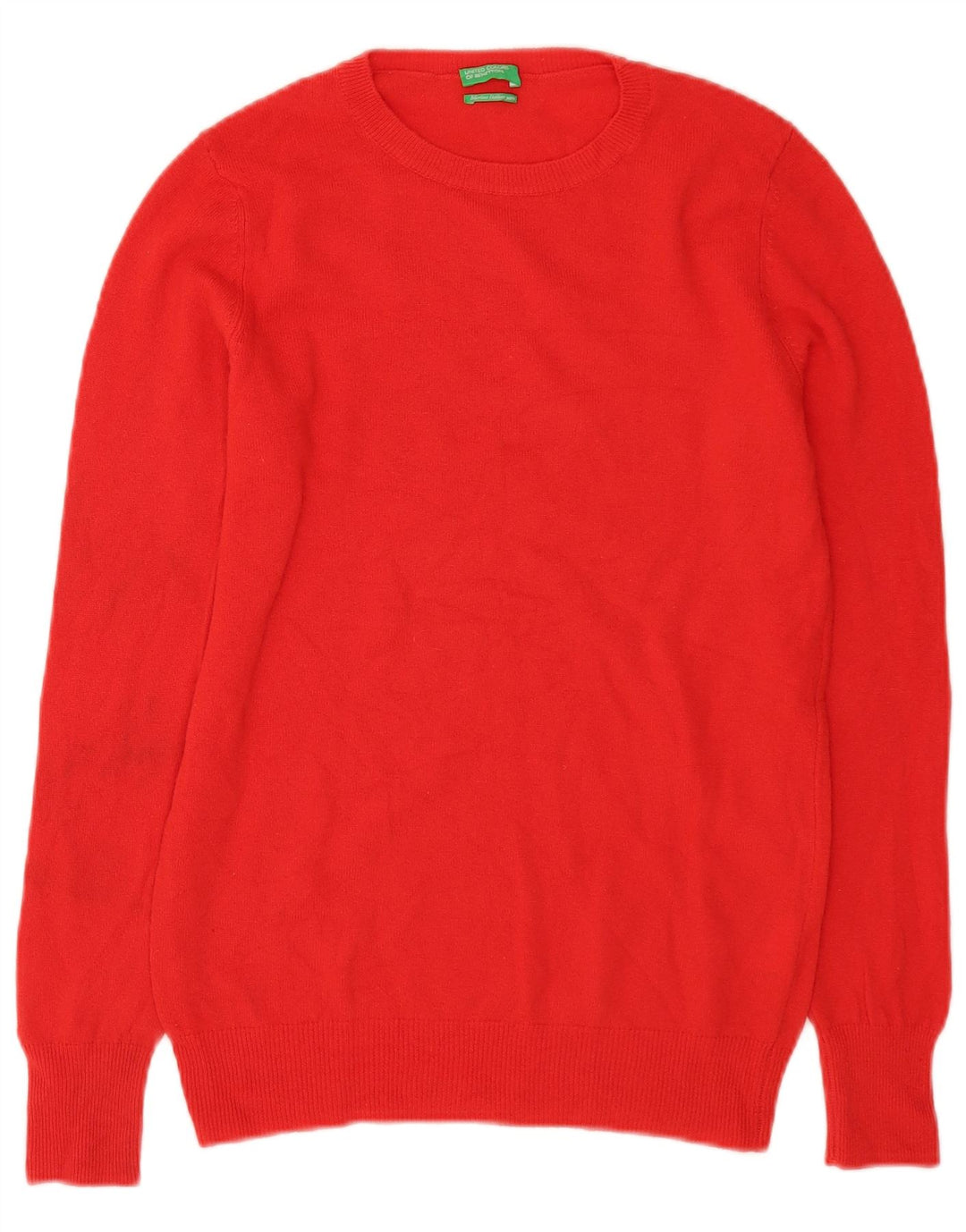 Benetton Pull à col rond pour femme UK 12 Laine vierge rouge moyen