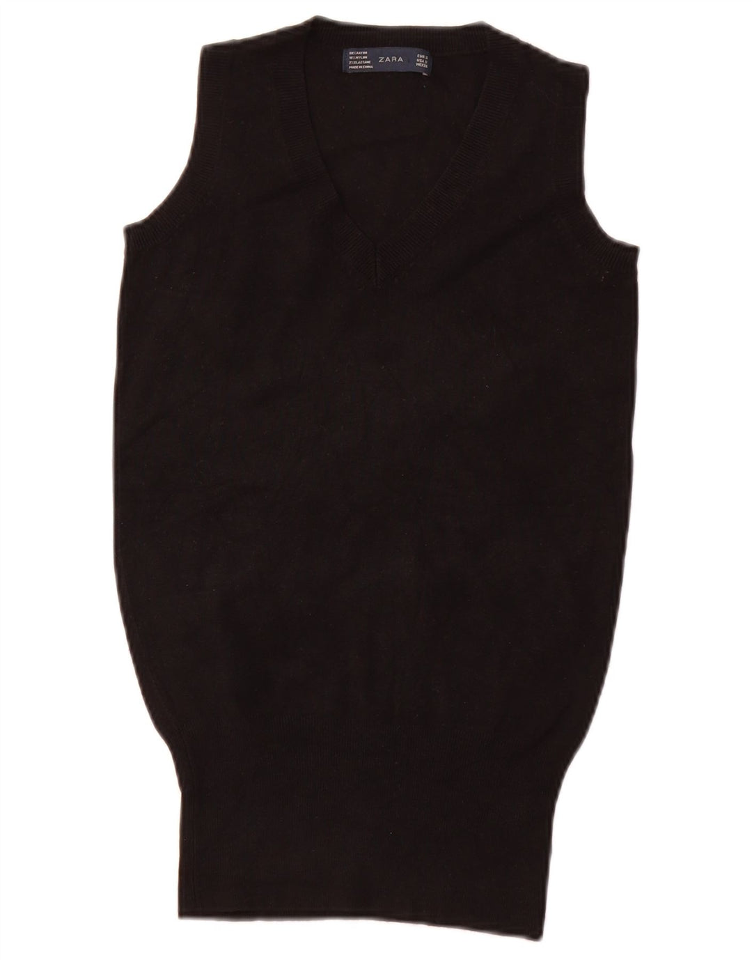 ZARA Womens Vest Tank Top UK 8 Petite Rayonne Noire