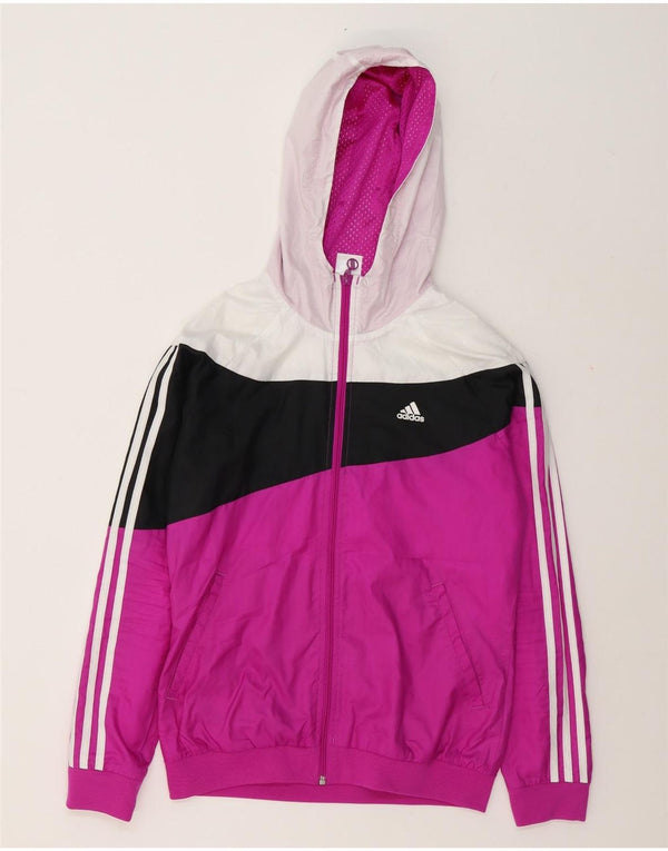 Adidas Veste de survêtement à capuche pour femme UK 10 Small Rose Colourblock