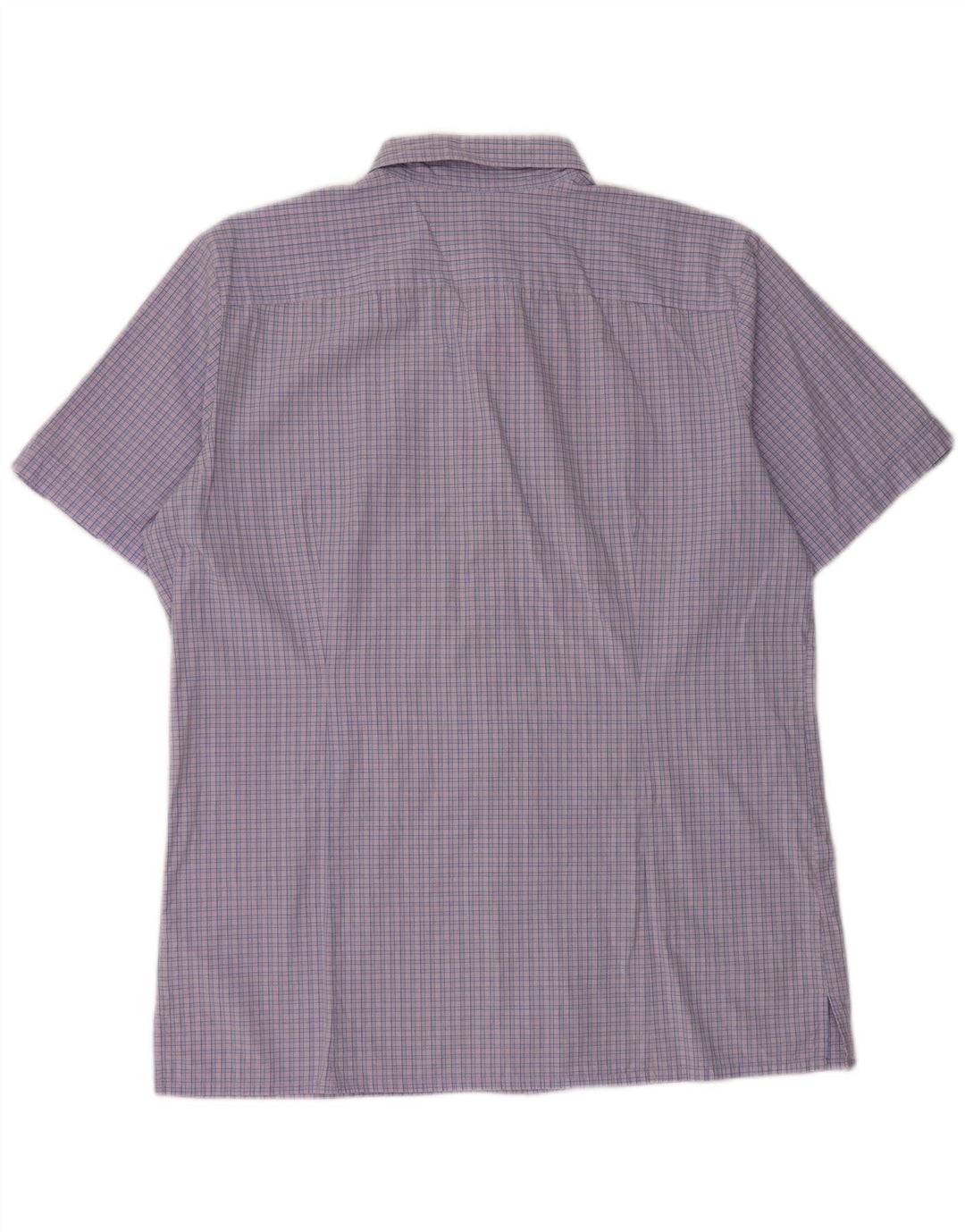 BENETTON Chemise à manches courtes pour homme 2XL en coton vichy violet